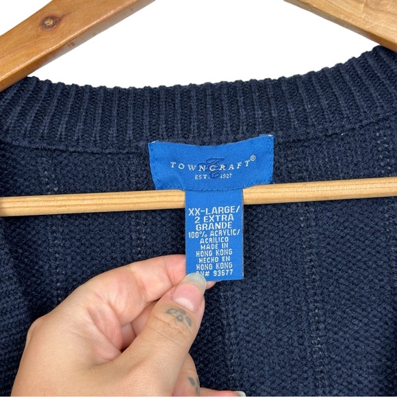 Vintage Cable Knit V Neck Button Down Pocket Oversized Slouchy Grandpa Sweater - Picture 8 of 9